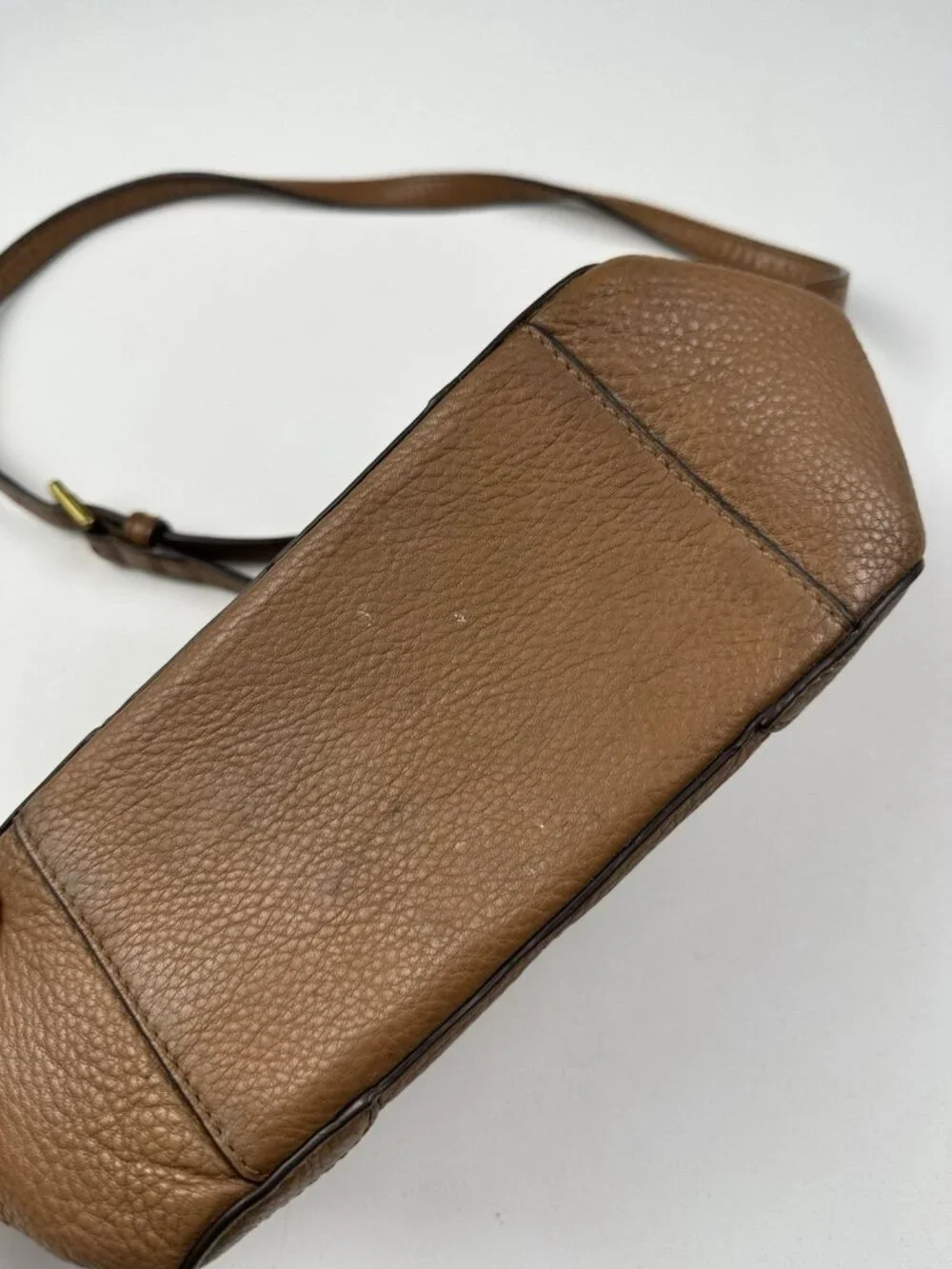 Vintage 00s 'Tory Burch' Light Camel Frances Mini Leather Crossbody Bag